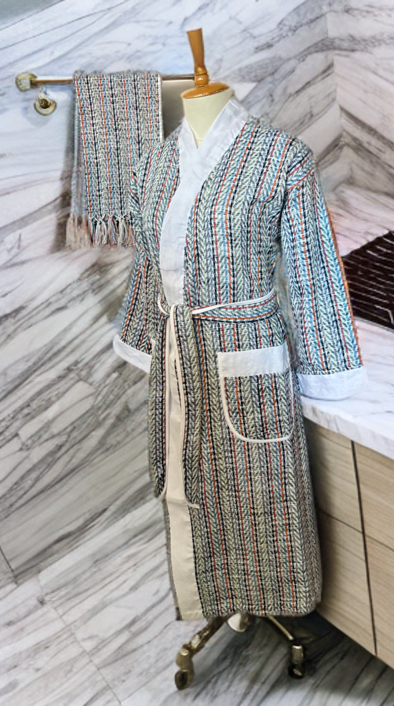 Custom made and kimono design bathrobe made with 100% Turkish Cotton