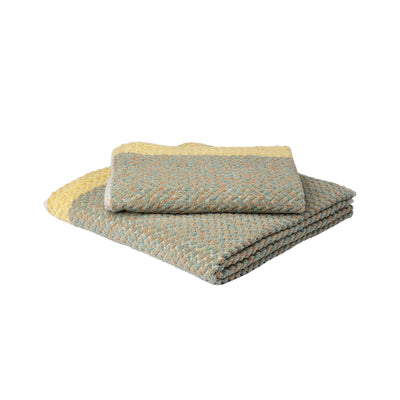 Chevron Linen Green Melange w Yellow Border
