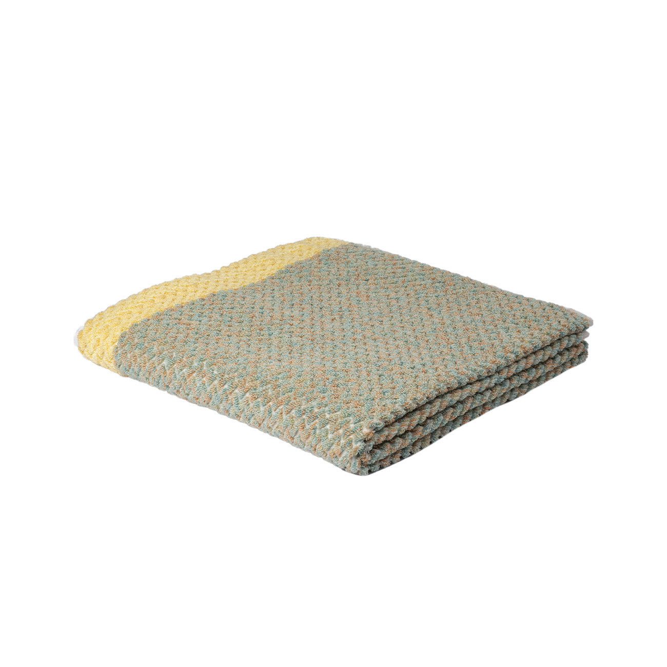 Chevron Linen Green Melange w Yellow Border
