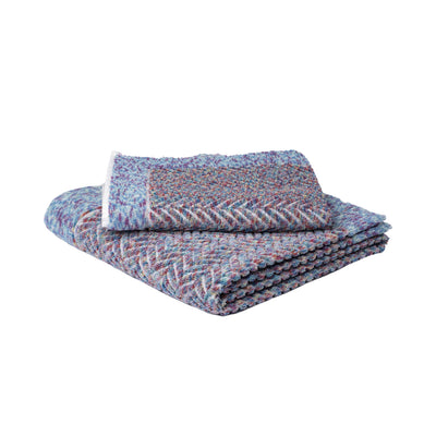 Herringbone Multicolor with Blue/Lavender Border