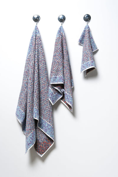 Herringbone Multicolor with Blue/Lavender Border