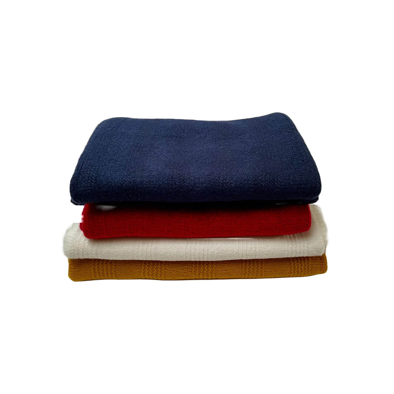 Knit Throw - Blue, Red, Ivory, Gold, Gray