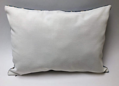 Silk Velvet Ikat Pillow - Blue Ivory