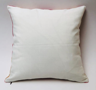 Silk Velvet Ikat Pillow - Rust, Magenta, Gold 16x16