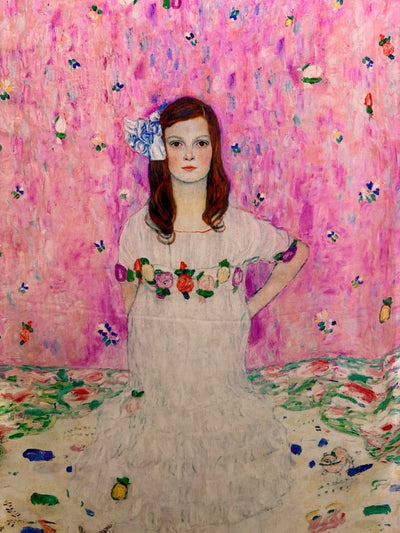 Woman in Pink Klimt Silk Scarf